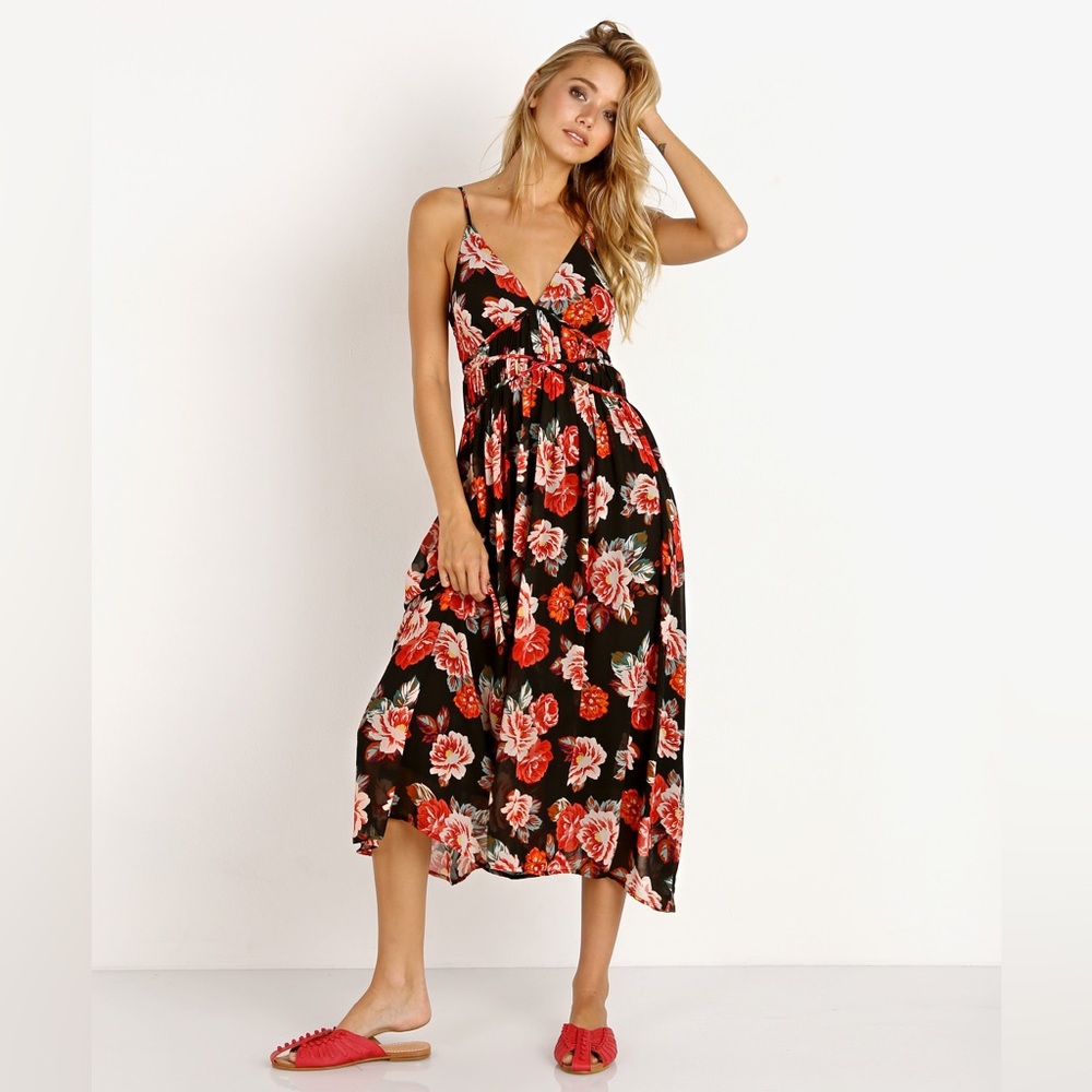 ASTR Black & Red Floral Dress